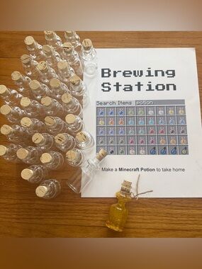 Minecraft Potion Bottle Glass Apothecary Craft Birthday Party Activity Cork Set